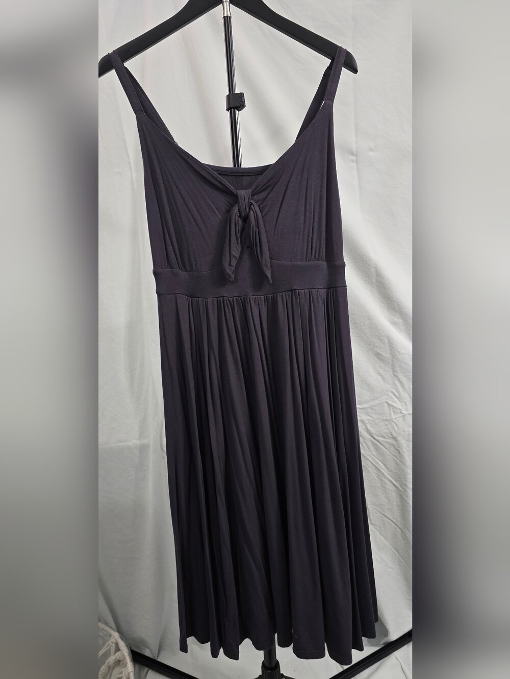 Tie-Back Sleeveless Maxi Dress in Charcoal Gray/"Periscope"